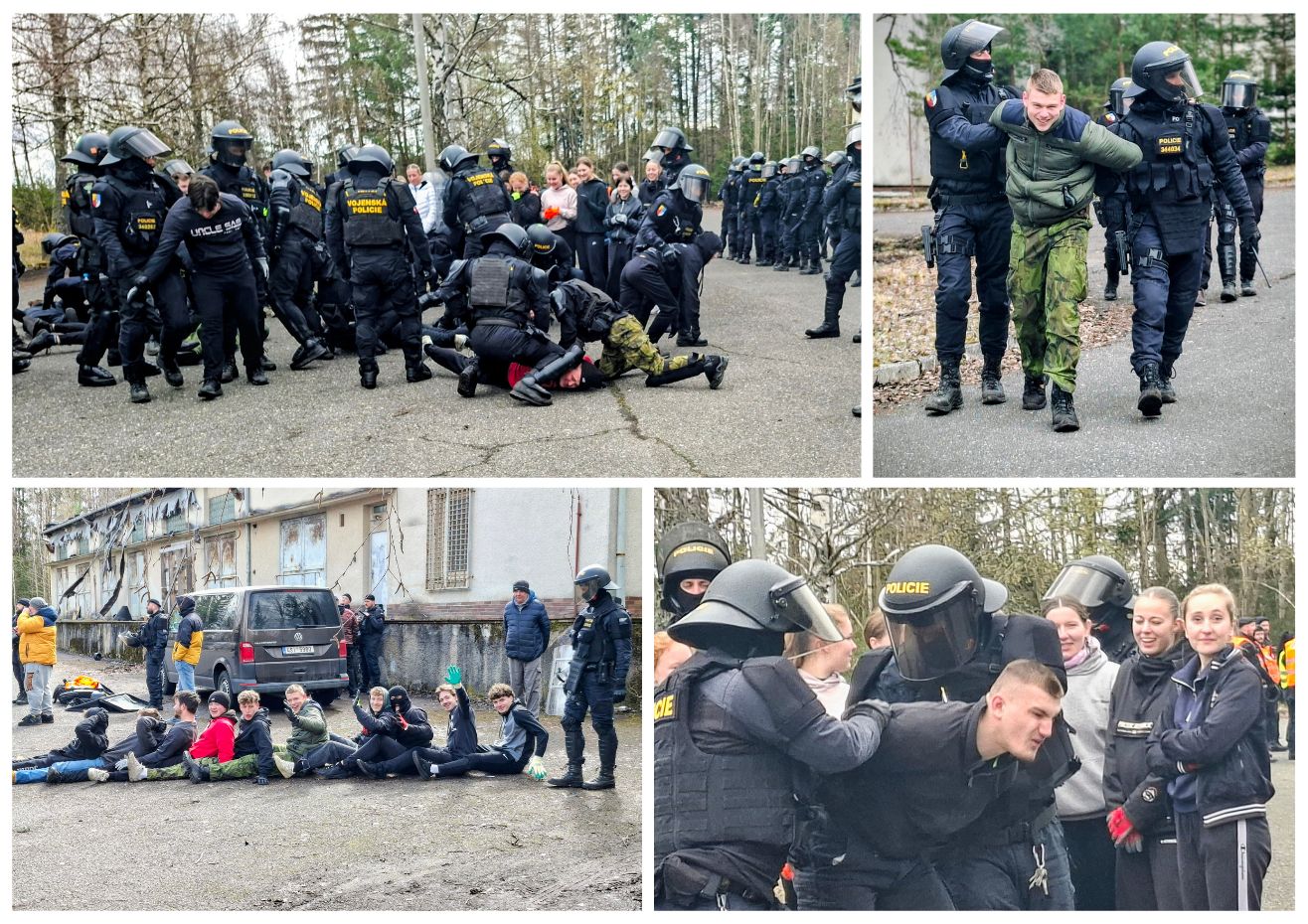 Naši žáci při cvičení pořádkových jednotek